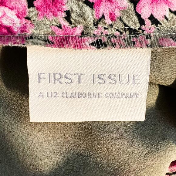 Vintage First Issue Maxi Skirt Womens 14 Y2K Dark Floral 90s Fairy Cottage Pink - Picture 5 of 8